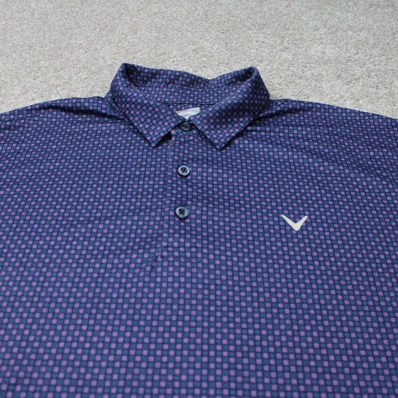 Callaway Opti-Dri Polo Shirt Mens XL Blue/Pink Geometric Golf Stretch S/S - Picture 5 of 13